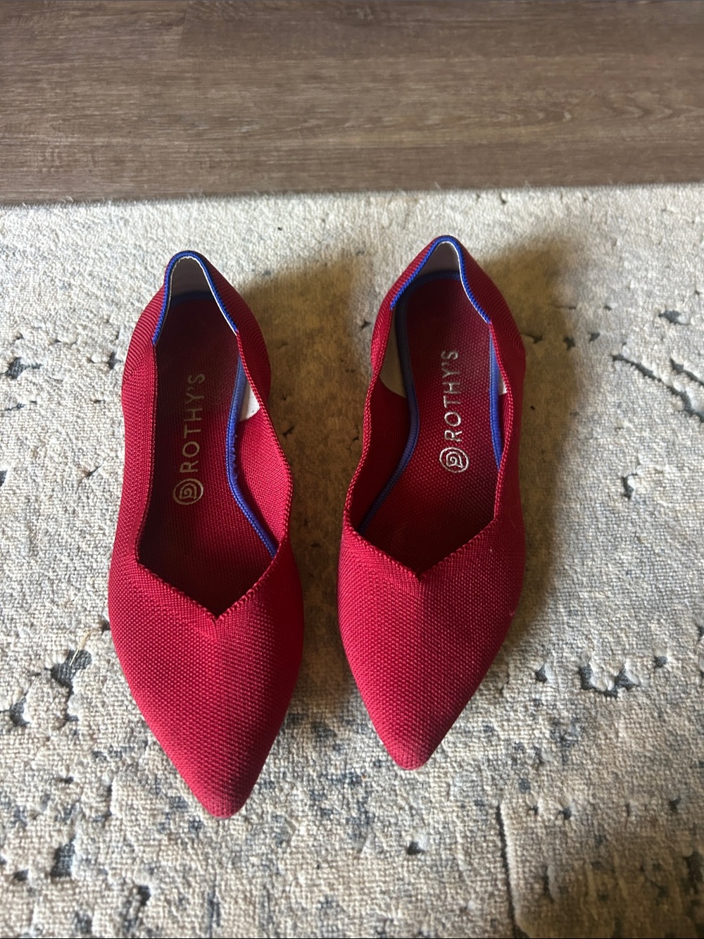 Rothy's Red Pointed Knit Flats